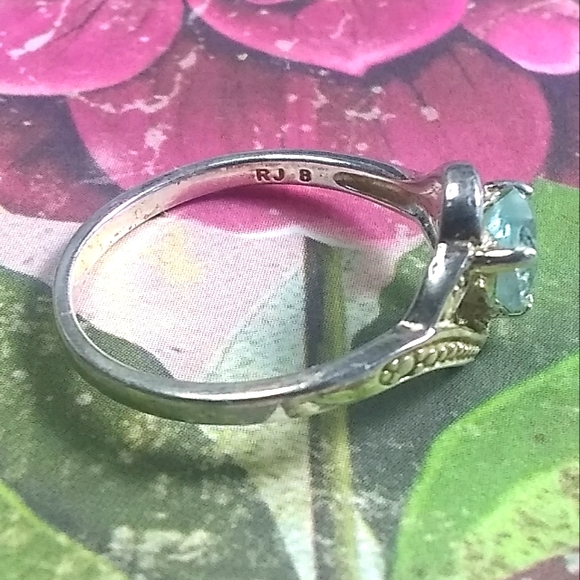 💙 Gorgeous Aquamarine Heart Sterling Silver Ring / Vintage sz 8 - Picture 5 of 7